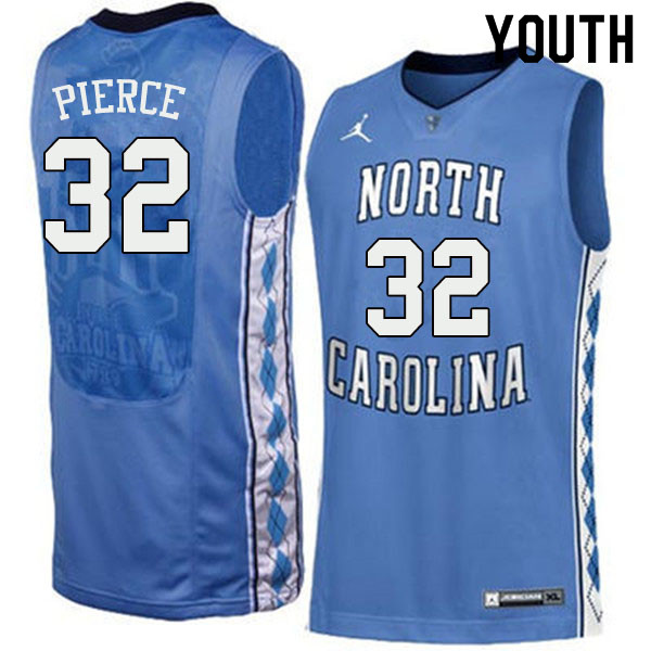 Youth #32 Justin Pierce North Carolina Tar Heels College Basketball Jerseys Sale-Blue - Click Image to Close